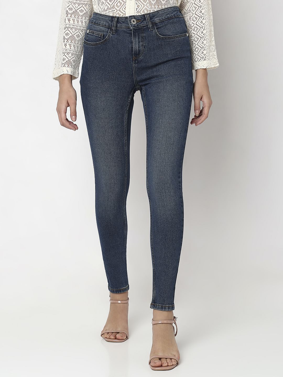 Blue Mid Rise Wendy Skinny Fit Jeans