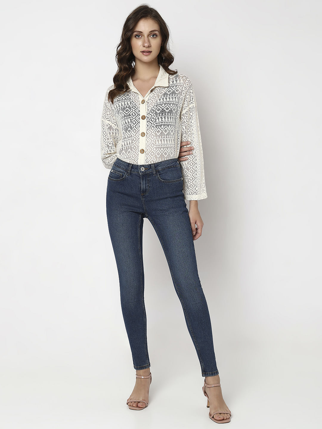 Blue Mid Rise Wendy Skinny Fit Jeans