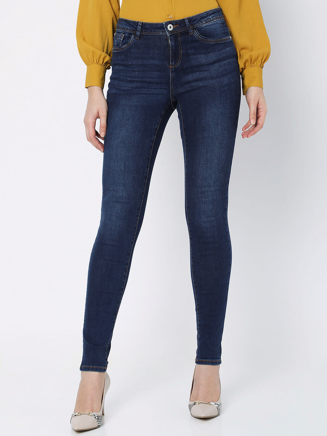 Blue Mid Rise Wendy Skinny Jeans