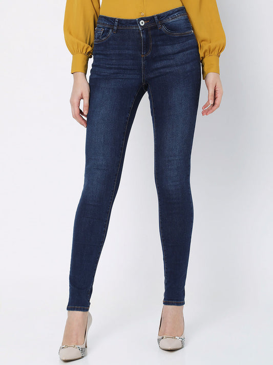 Blue Mid Rise Wendy Skinny Jeans