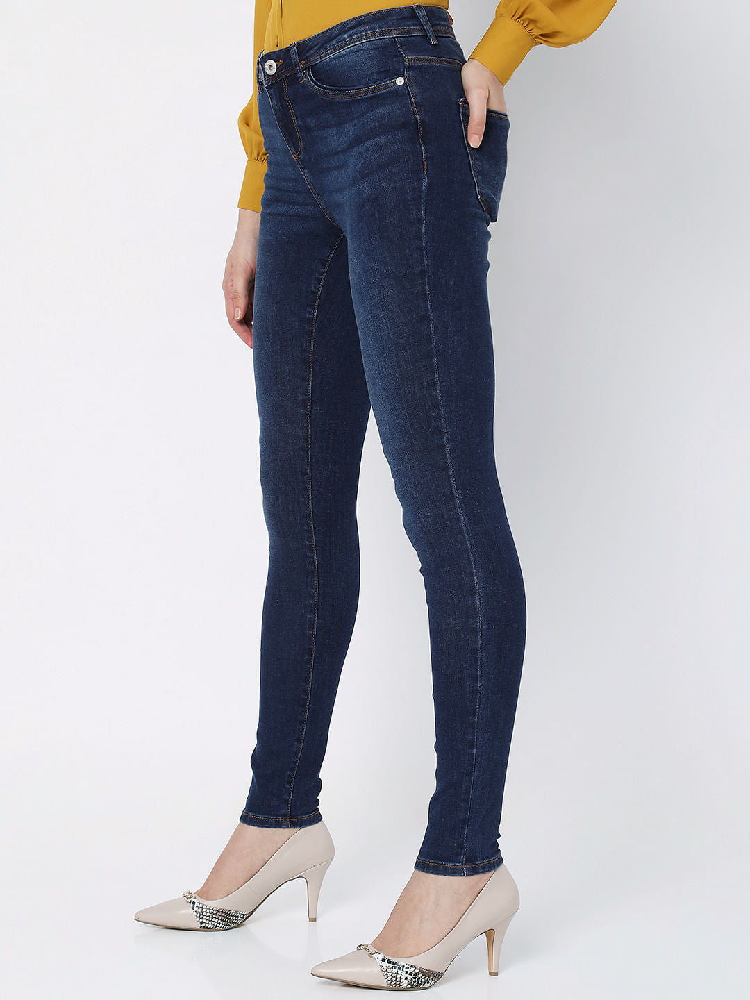 Blue Mid Rise Wendy Skinny Jeans