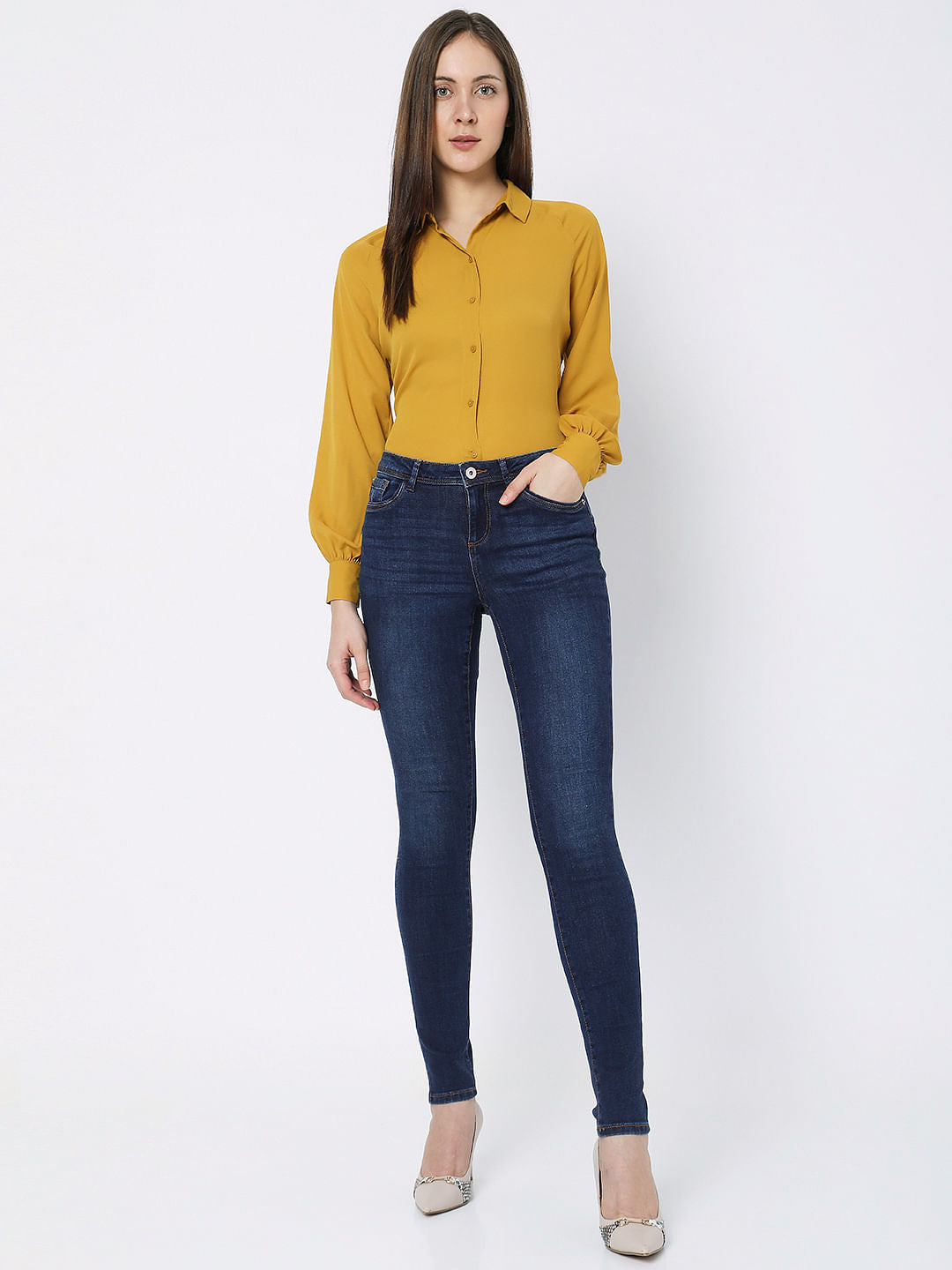 Blue Mid Rise Wendy Skinny Jeans