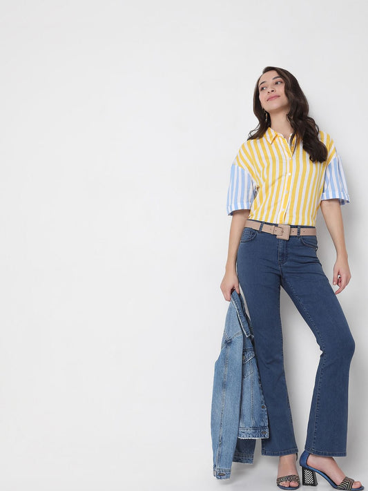 Blue Mid Rise Petra Bootcut Jeans