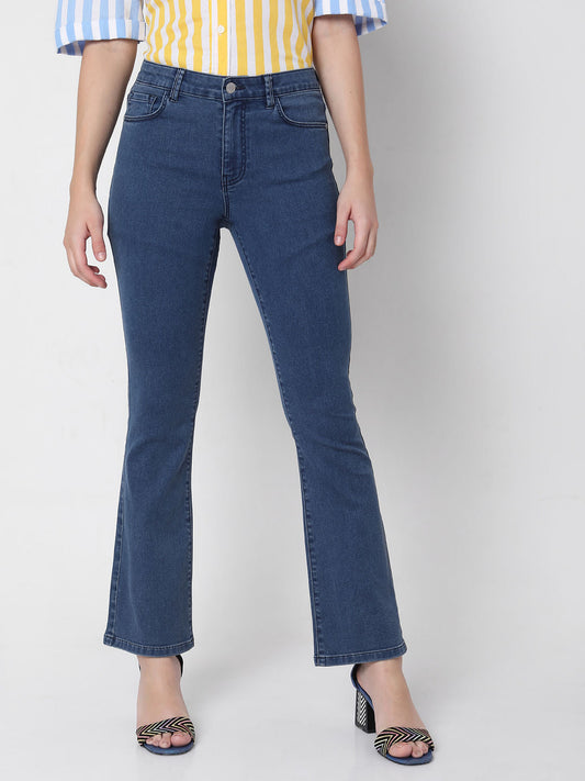 Blue Mid Rise Petra Bootcut Jeans