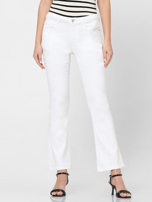 White Mid Rise Petra Bootcut Jeans