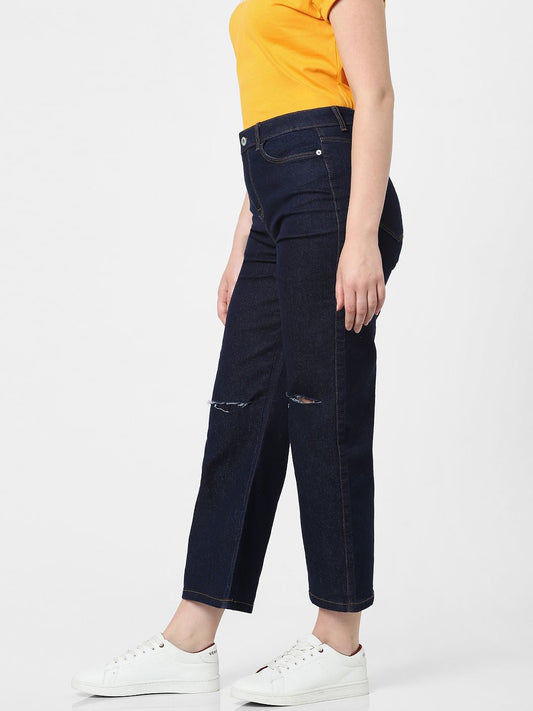 Dark Blue High Rise Wide Leg Jeans