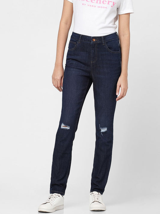 Blue High Rise Slim Jeans
