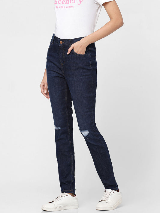 Blue High Rise Slim Jeans