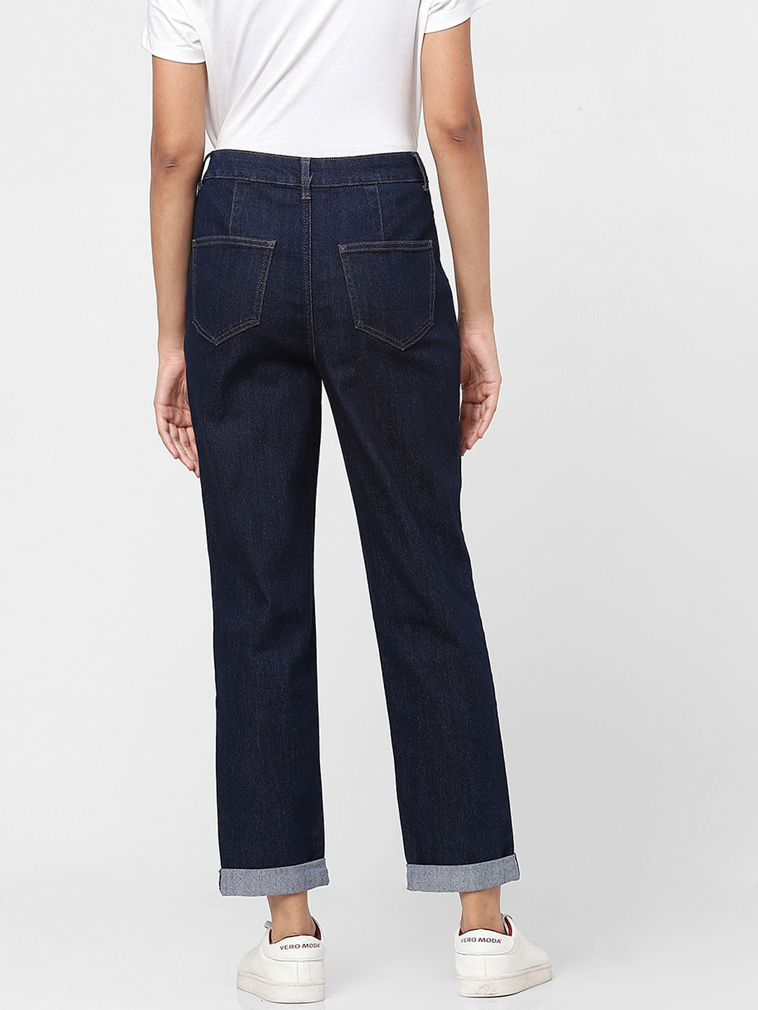 Blue High Rise Pleated Jade Straight Fit Jeans