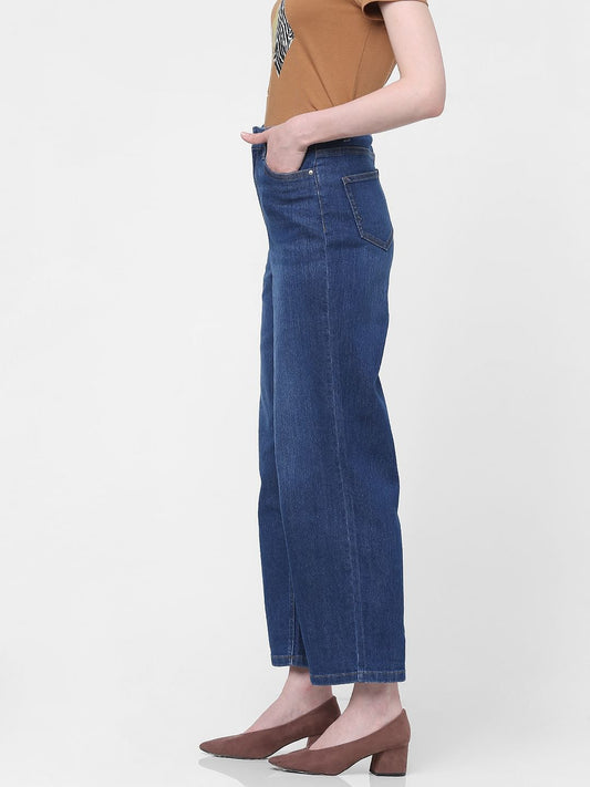 Blue High Rise Wide Leg Jeans