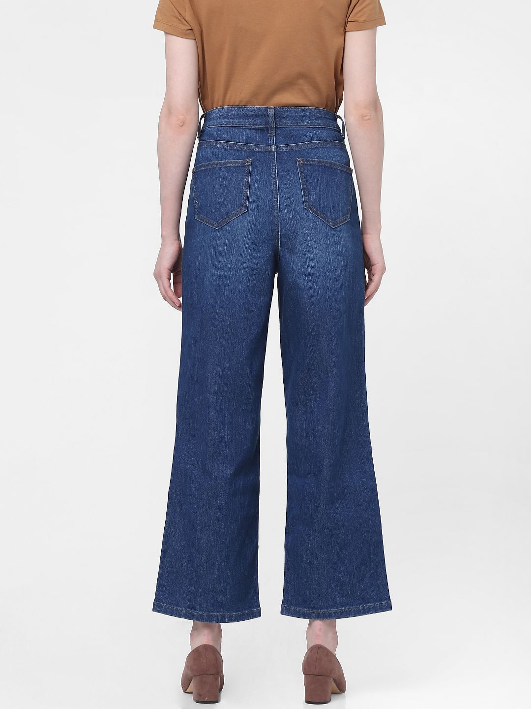 Blue High Rise Wide Leg Jeans