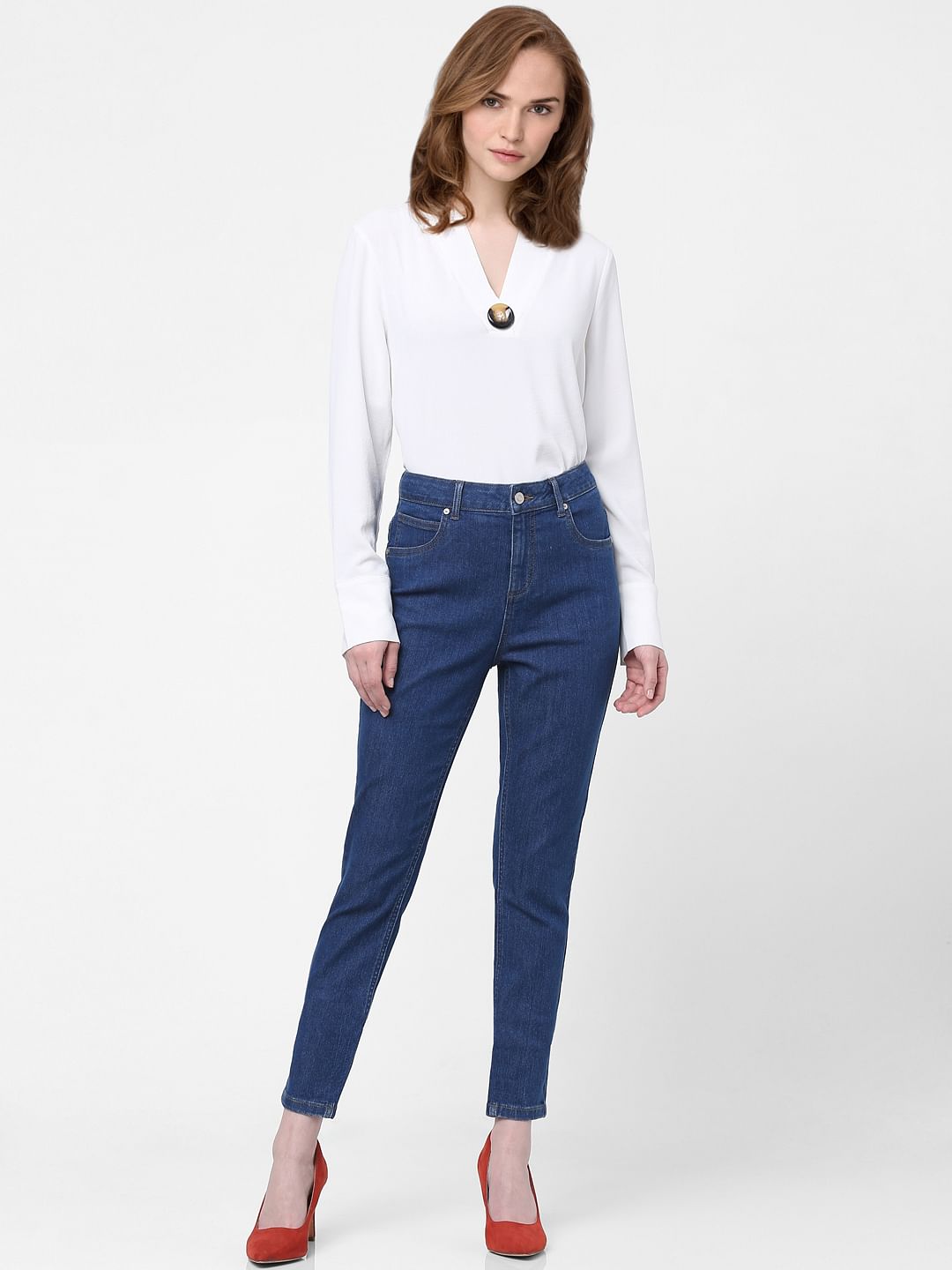 Blue Mid Rise Wendy Skinny Jeans