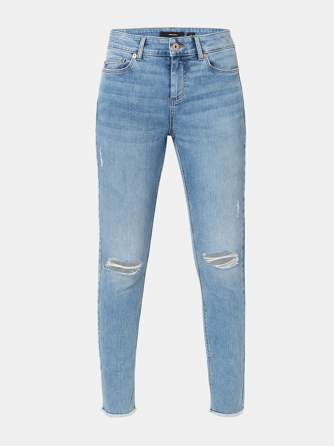 Light Blue Mid Rise Distressed Wendy Skinny Jeans