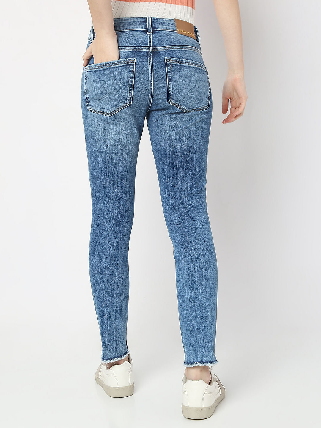 Blue Mid Rise Distressed Wendy Skinny Jeans