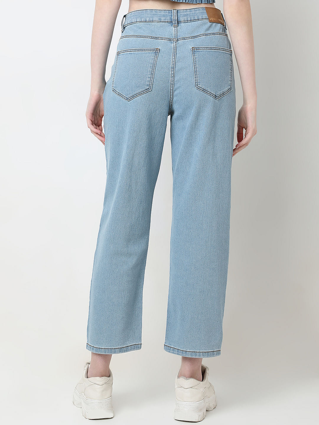 Light Blue Mid Rise Straight Fit Jeans