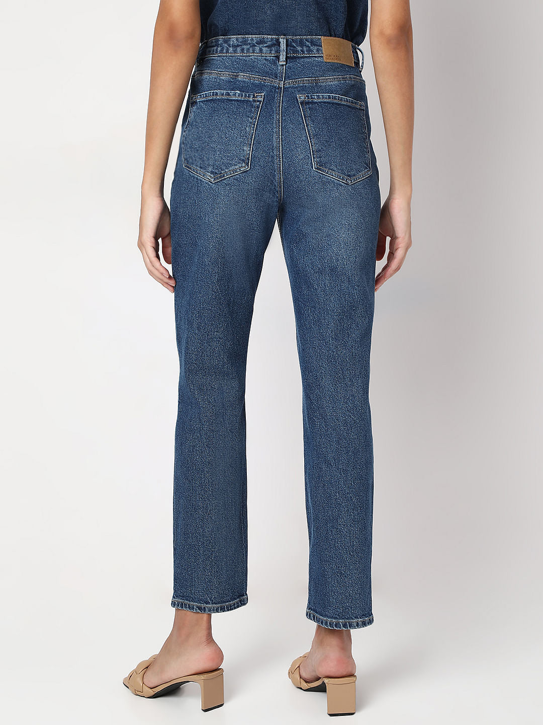Blue High Rise Mom Jeans