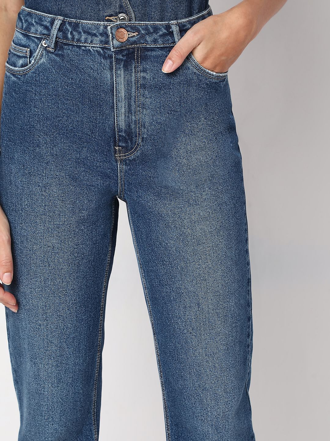 Blue High Rise Mom Jeans