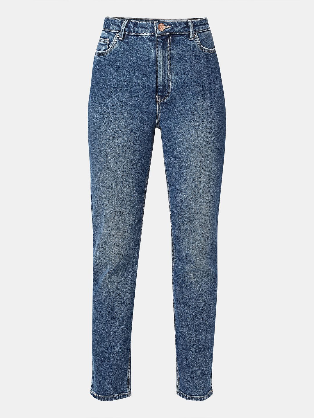 Blue High Rise Mom Jeans