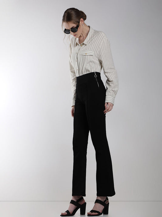 Black High Rise Flared Jeans