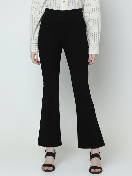 Black High Rise Flared Jeans