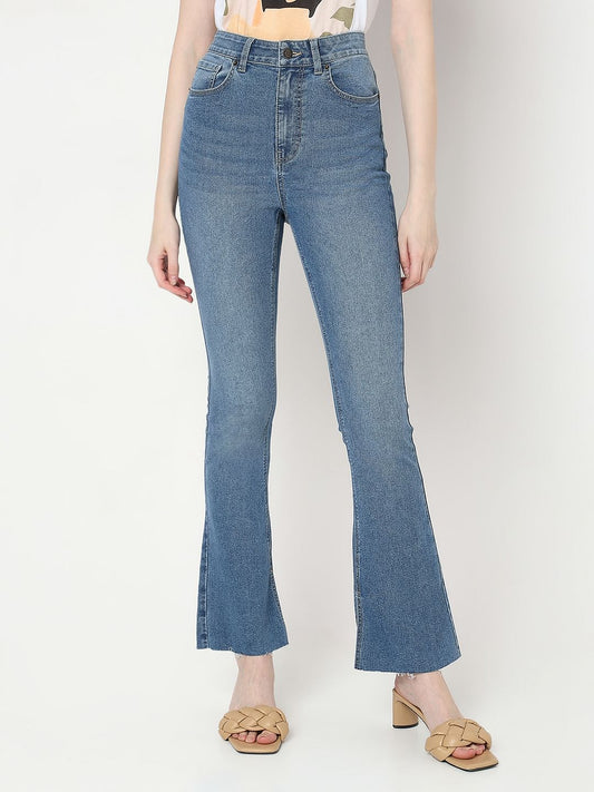 Blue High Rise Flared Jeans