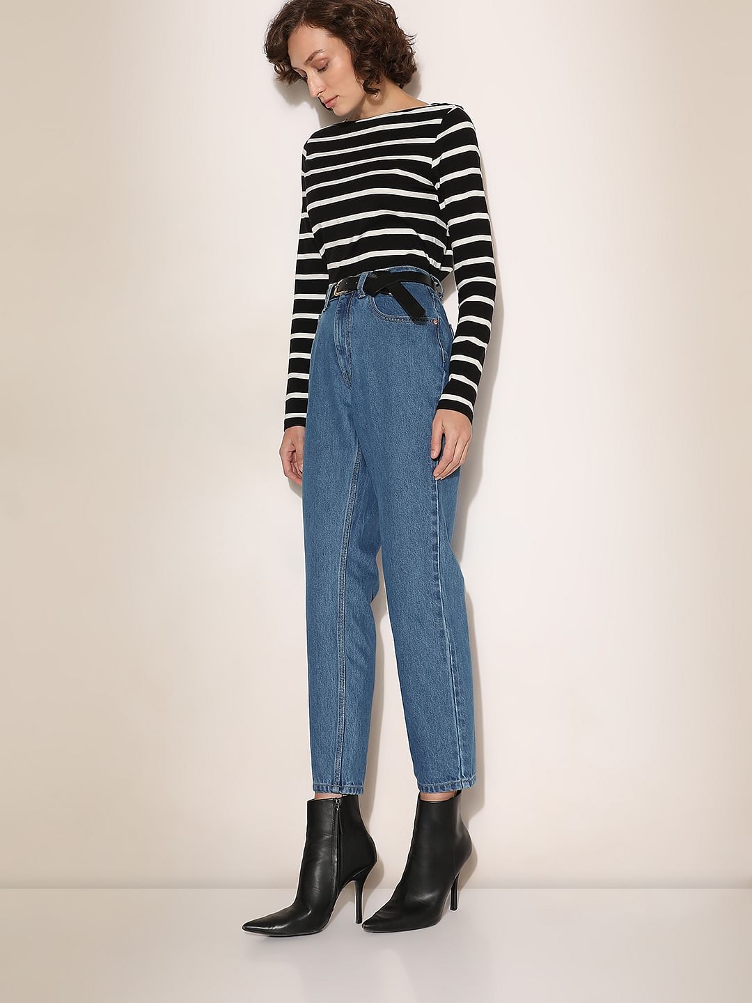 Blue High Rise Mom Jeans