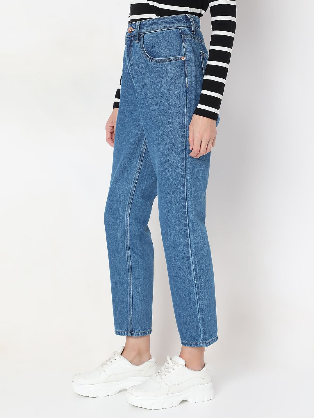 Blue High Rise Mom Jeans