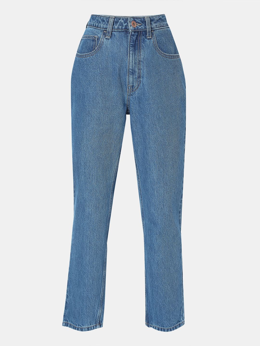 Blue High Rise Mom Jeans
