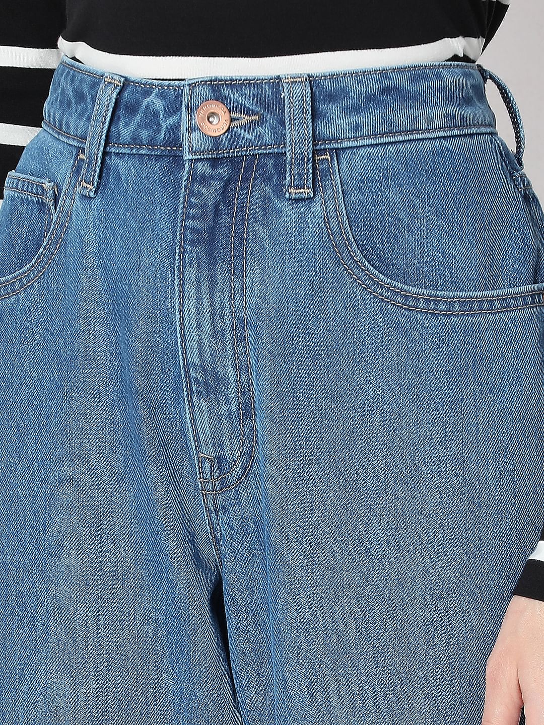 Blue High Rise Mom Jeans