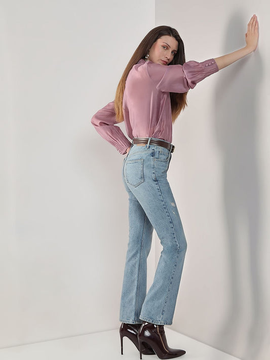 Light Blue High Rise Bootcut Jeans
