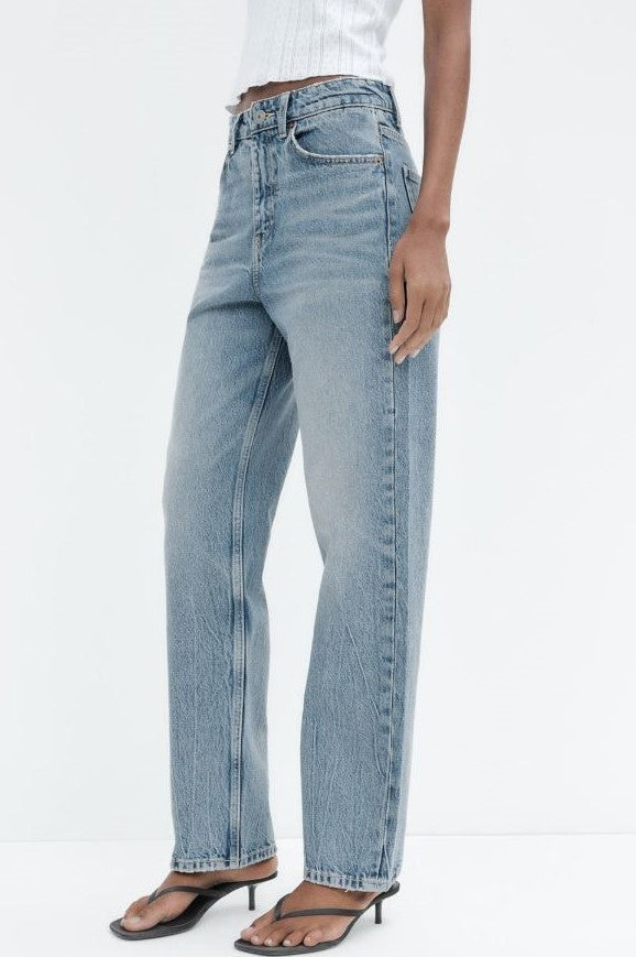 Za_ra LIGHT BLUE MOM FIT HIGH-WAIST JEANS