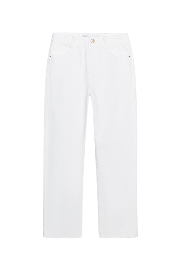 Za_ra WHITE STRAIGHT-LEG HIGH-WAIST JEANS